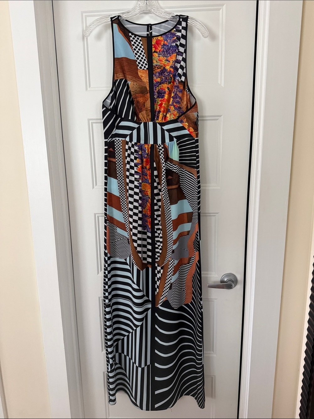 Clover Canyon Multicolor Abstract Maxi Dress in Black, Brown & Blue
